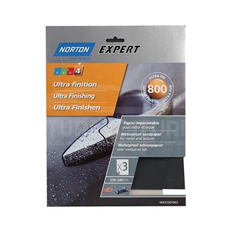 Papier de verre imperméable de finition Norton x3