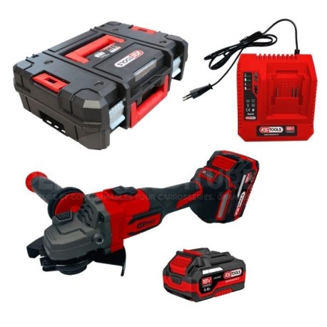 Coffret meuleuse angulaire 18V KS Tools - meuleuse brushless + 2 batteries 4Ah + chargeur rapide
