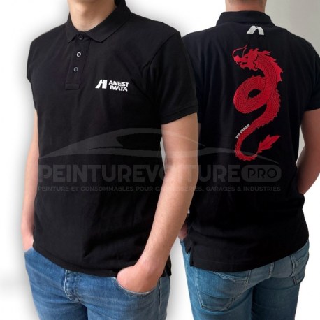 Polo IWATA noir pour homme "Red Dragon"
