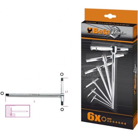 Lot de 6 clés à T avec poignée Beta Tools - Action